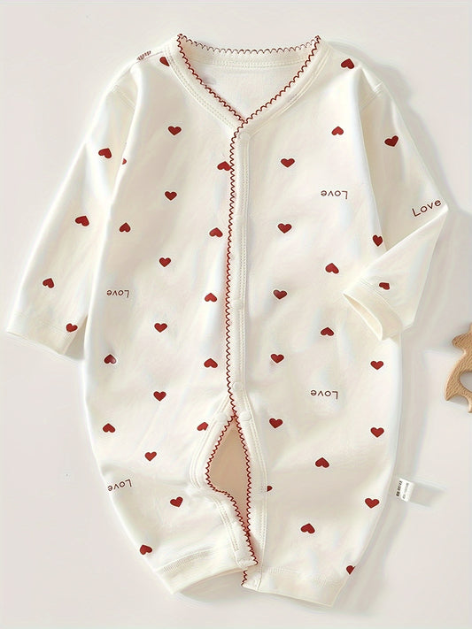 Love To Snuggle Heart-Patterned Pajamas For Baby Comfort