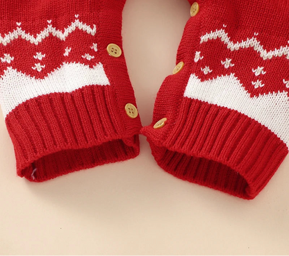 Baby Christmas Rompers Winter Long Sleeve Knit Newborn Boys Girls Outwear Jumpsuits Red Reindeer Toddler Playsuits Clothes 0-18m