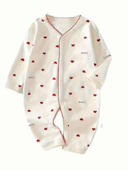 Love To Snuggle Heart-Patterned Pajamas For Baby Comfort