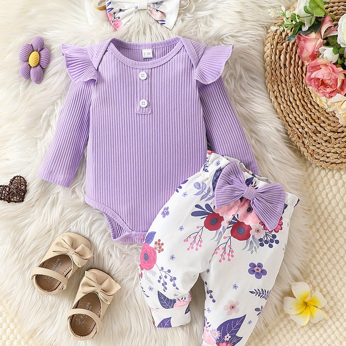 Cozy And Cute 3-Piece Blend Baby Set With Stylish Headband