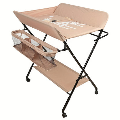 Adjustable Changing Table With Storage Basket And Wheels