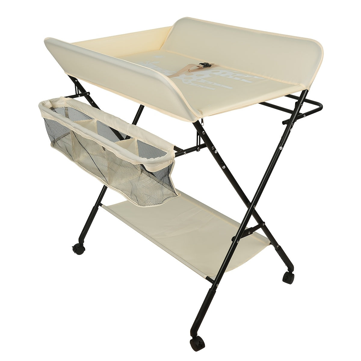 Adjustable Changing Table With Storage Basket And Wheels