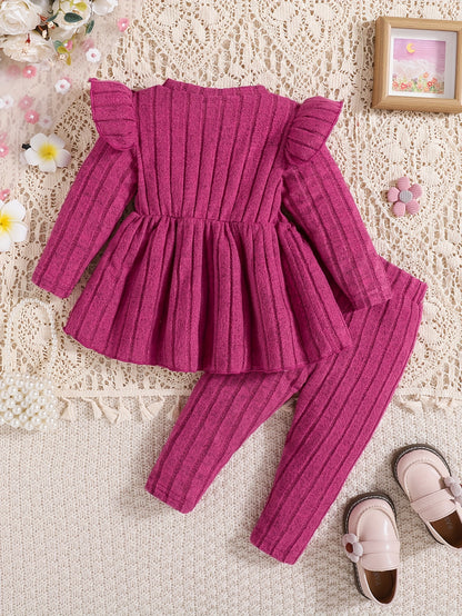 Adorable Rib-Knit Outfit for Girls Stylish Two-Piece Set