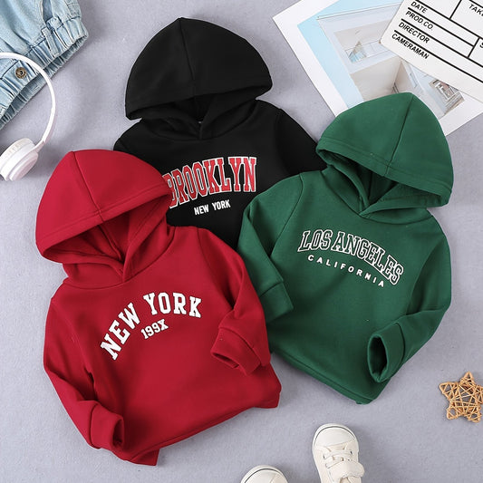 Set of 3 Hooded Sweatshirts with New York Brooklyn Los Angeles Prints - BabyHaven
