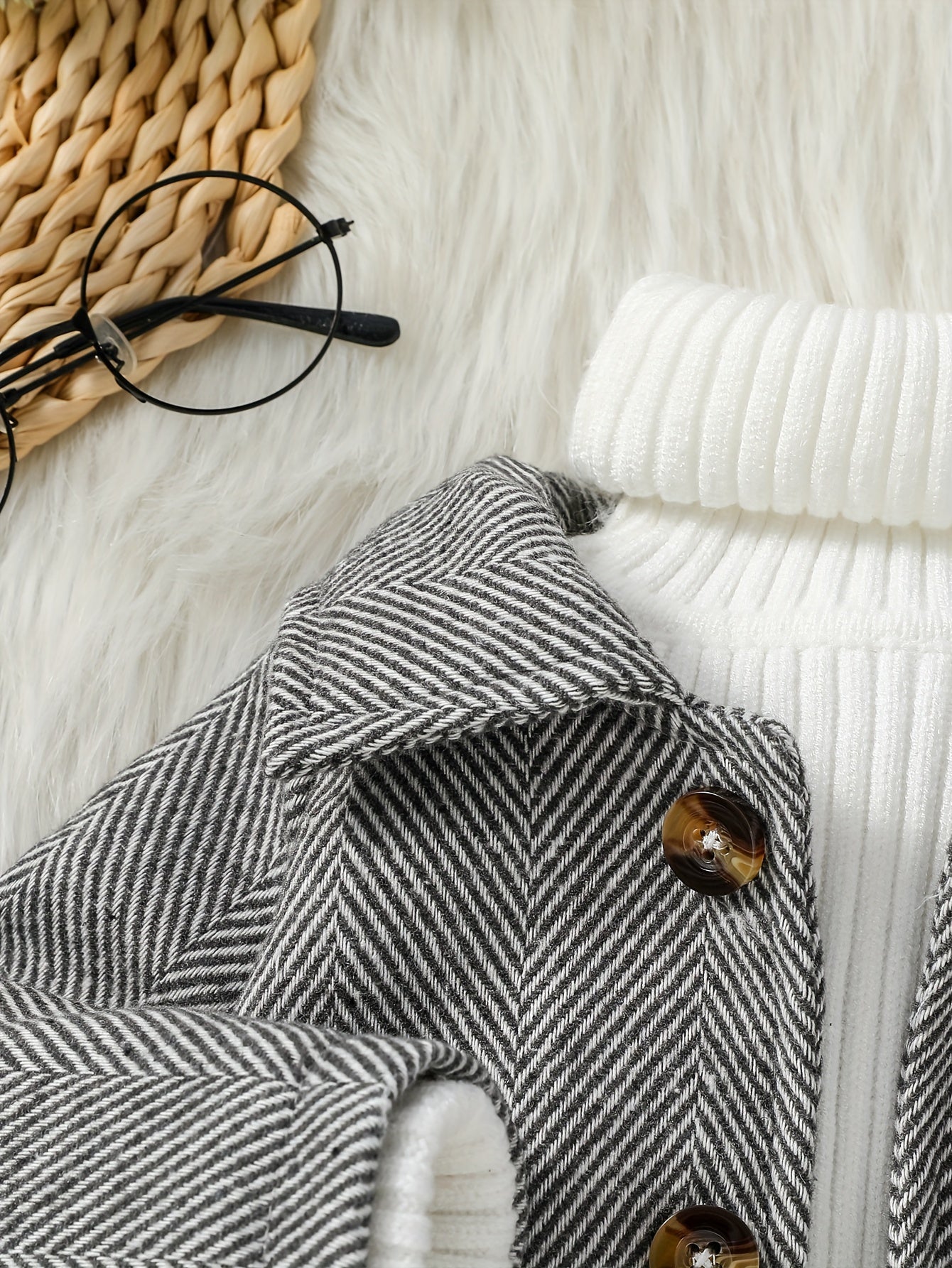 Stylish Jacket With Striped Wool Design For Kids Winter Coat