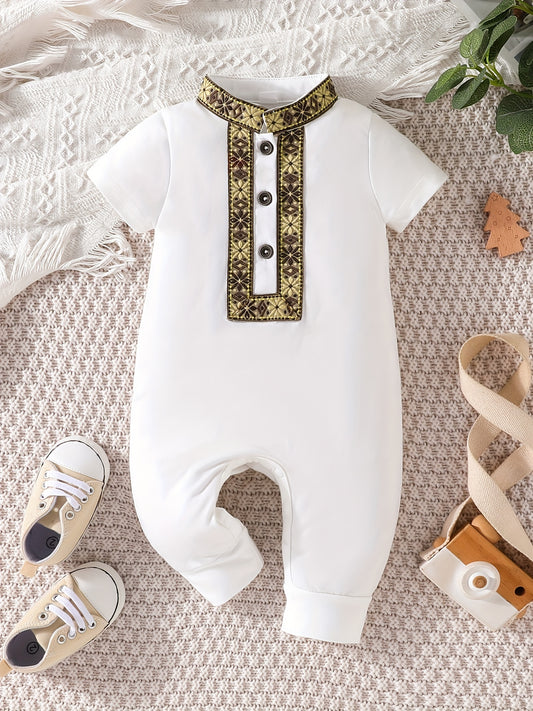 Eid Al-Adha Baby Boy's Floral Casual Jumpsuit Outfit