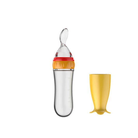 Safe Useful Silicone Baby Bottle With Spoon For Feeding - BabyHaven