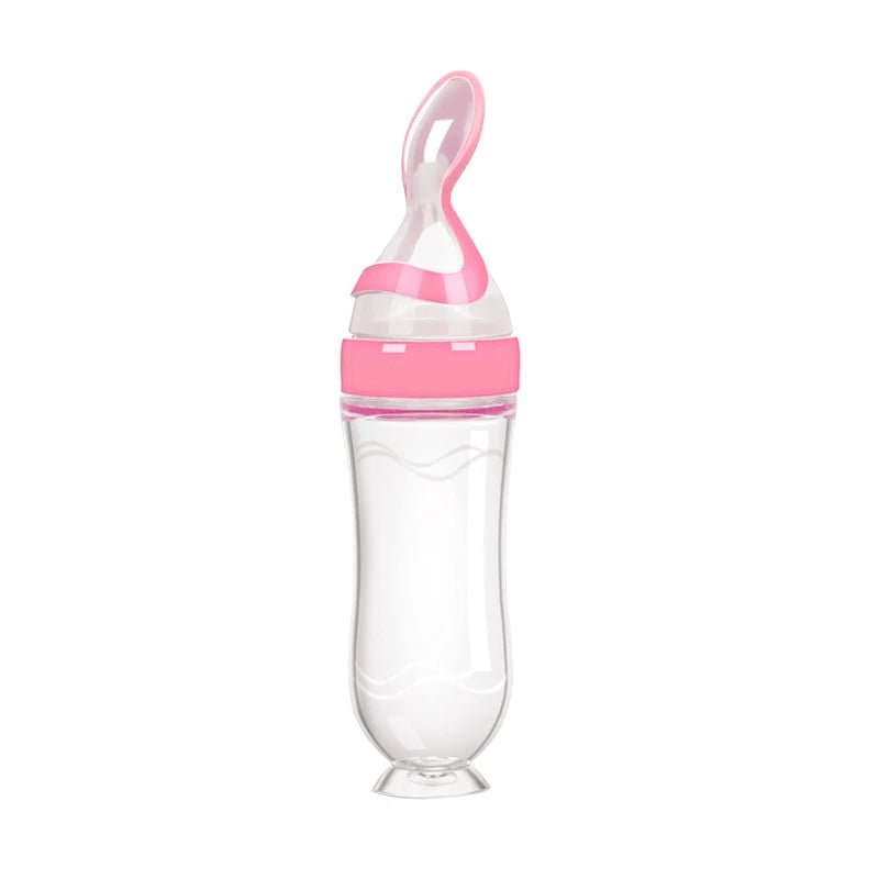 Safe Useful Silicone Baby Bottle With Spoon For Feeding - BabyHaven