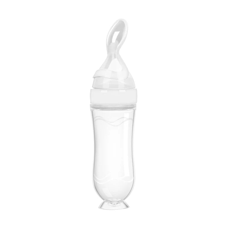 Safe Useful Silicone Baby Bottle With Spoon For Feeding - BabyHaven