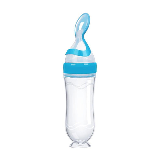 Safe Useful Silicone Baby Bottle With Spoon For Feeding - BabyHaven