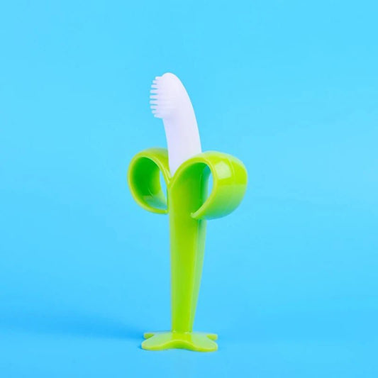 Baby Silicone Training Toothbrush BPA Free Banana Shape Safe Toddle Teether Chew Toys Teething Ring Gift Infant Baby Chewing - BabyHaven