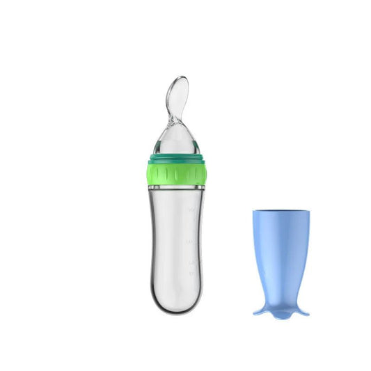 Safe Useful Silicone Baby Bottle With Spoon For Feeding - BabyHaven