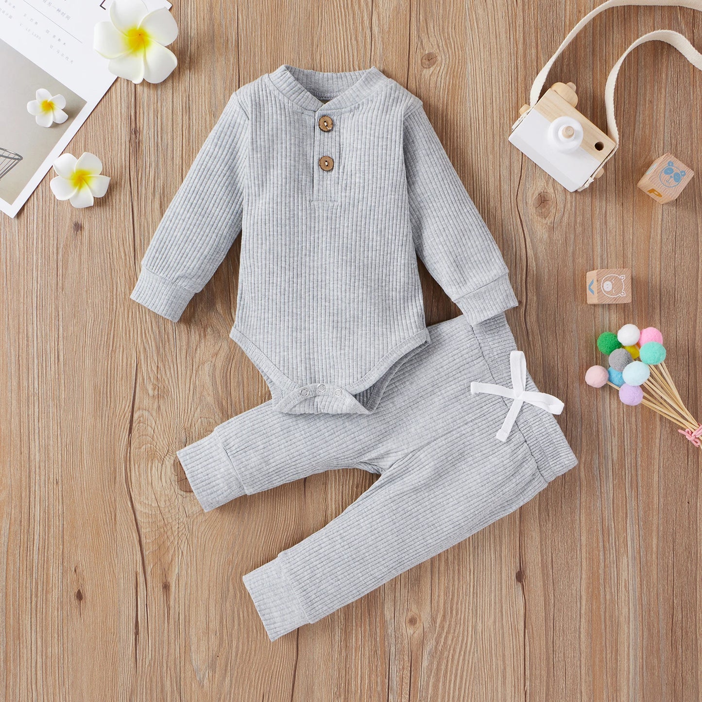 16 Colors Baby Solid Knit Sets Newborn Infant Outfit 0-24M