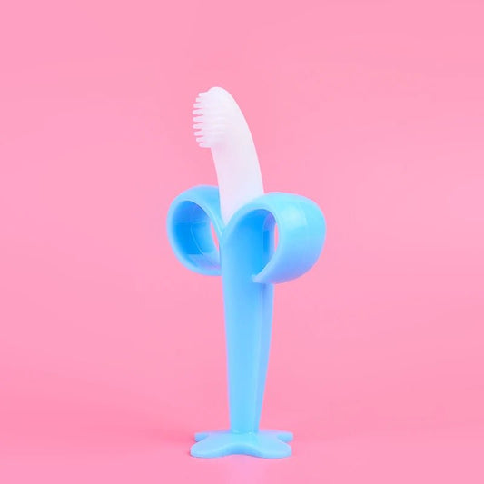 Baby Silicone Training Toothbrush BPA Free Banana Shape Safe Toddle Teether Chew Toys Teething Ring Gift Infant Baby Chewing - BabyHaven