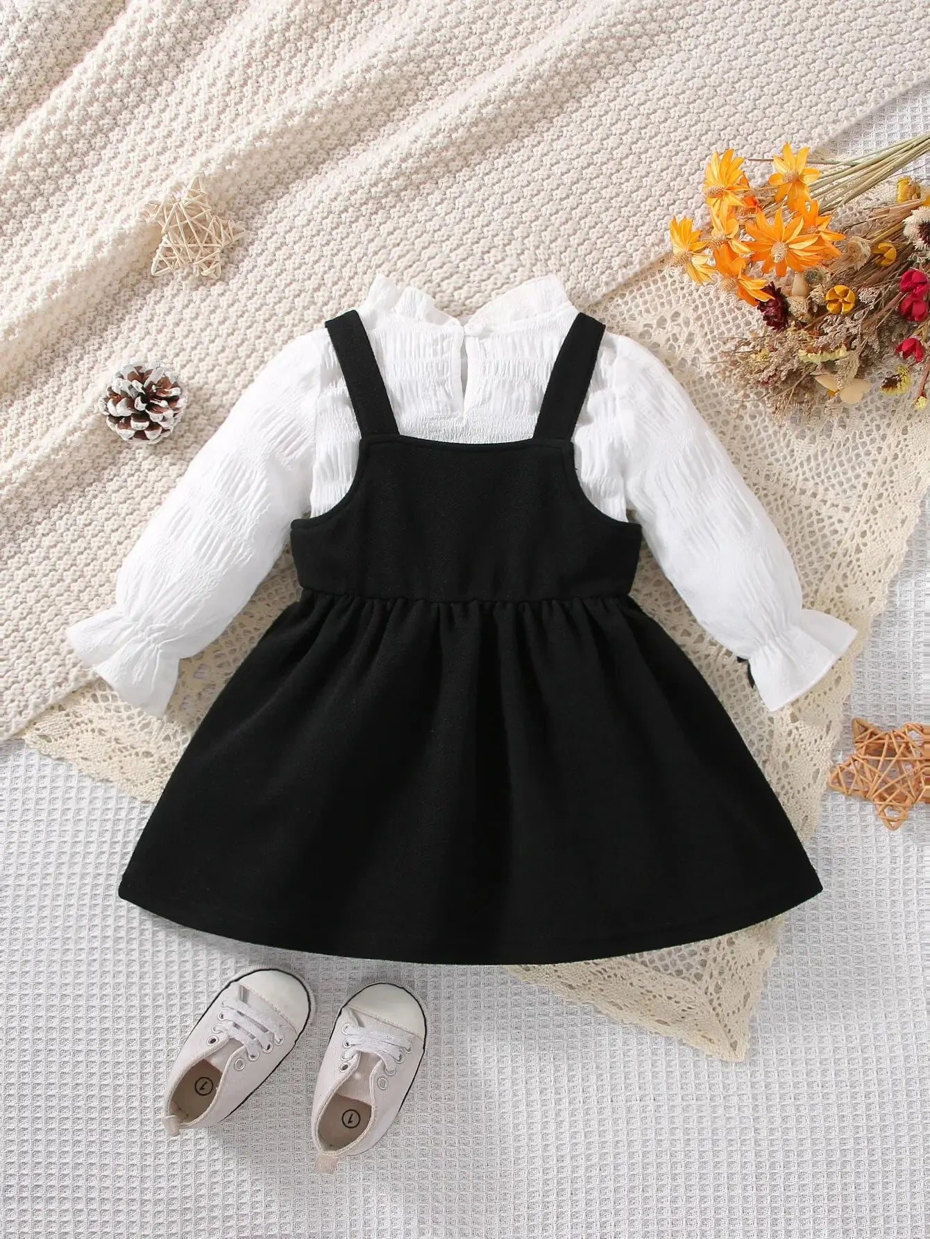 2-Piece Baby Girl Spring and Autumn Casual White Skirt Set