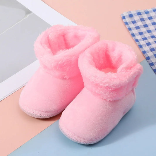 Cozy First Walkers! Warm Fleece Baby Booties with Non-Slip Soles for Infants 0-12 Months, Unisex Winter Socks