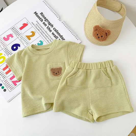 Summer Baby Clothing Set Solid Tee And Shorts 2 Pcs Boys Outfit - BabyHaven