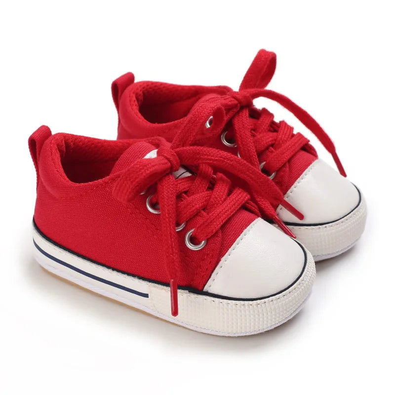 Meckior Baby Sneakers Non-slip Rubber Sole Soft Canvas Shoes