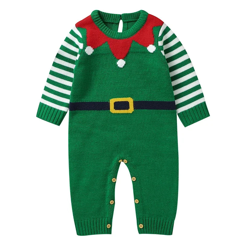 Christmas Rompers Red Winter Newborn Reindeer Knit Infant Boys Girl Long Sleeve Cartoon Snowman Rompers Toddler Outwear Clothes