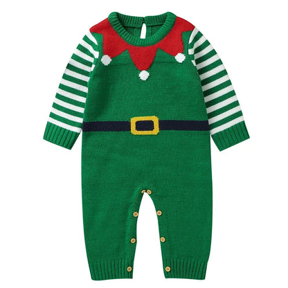 Christmas Rompers Red Winter Newborn Reindeer Knit Infant Boys Girl Long Sleeve Cartoon Snowman Rompers Toddler Outwear Clothes
