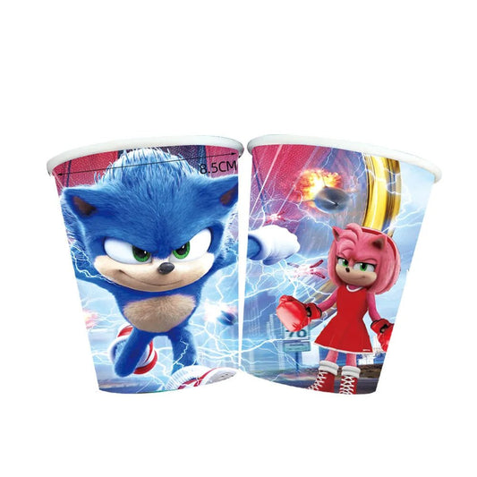 Cartoon Sonics Party Supplies Disposable Plates Tablecloth Cake Topper Banner for Kids Birthday Decor - BabyHaven