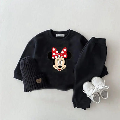 Cartoon Sweatshirt Pants Minnie Print Hoodies Cute Kids Set