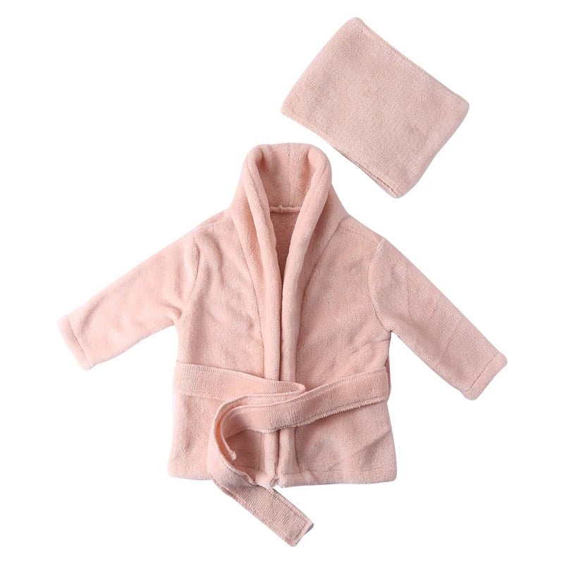 Baby Photography Props Baby Hooded Robe With Belt Bathrobes Bath Towel Cucumber slipper Set Creative Photo Outfit for 0 - 3 Moths - BabyHaven