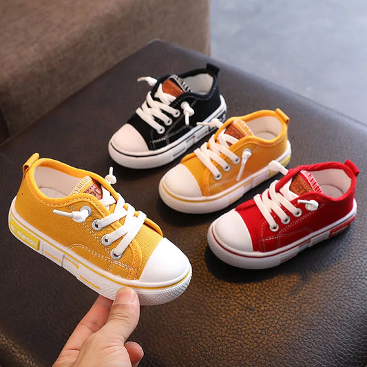 Spring New Kids Canvas Shoes Solid Red Unisex Sneakers