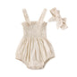 Infant Baby Girl Casual Sleeveless Romper Bodysuit with Headband Summer Outfit - BabyHaven