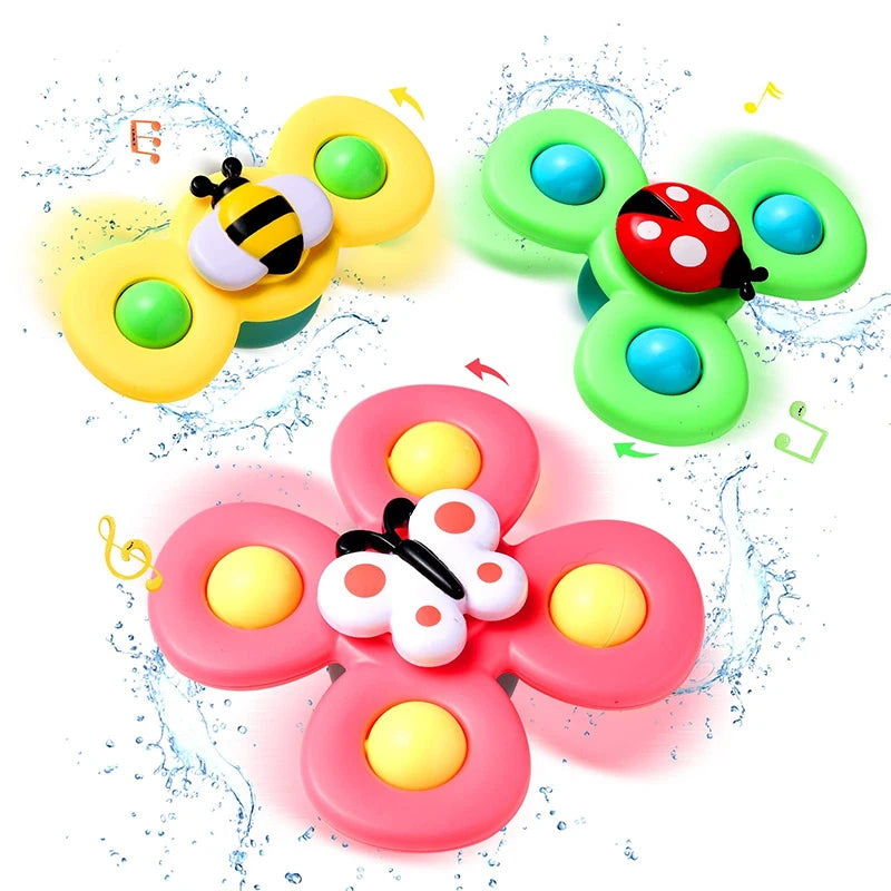 3pcs Baby Cartoon Fidget Spinner Toys Colorful Insect Gyro