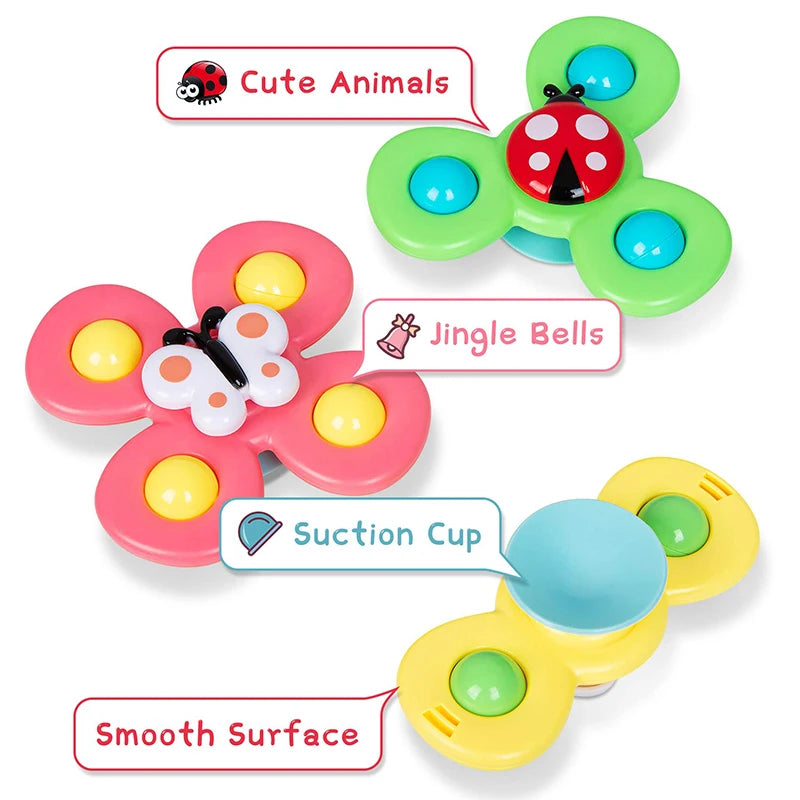 3pcs Baby Cartoon Fidget Spinner Toys Colorful Insect Gyro