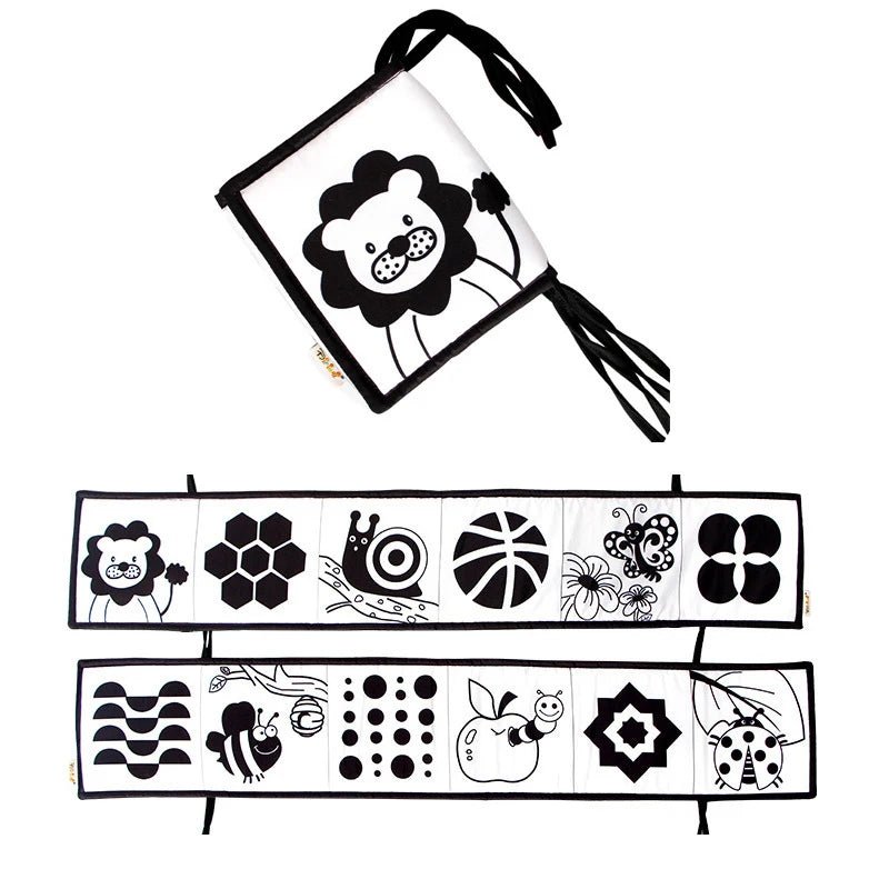 Sensory Cloth Book Baby Toys 0 12 Months Black White Montessori - BabyHaven