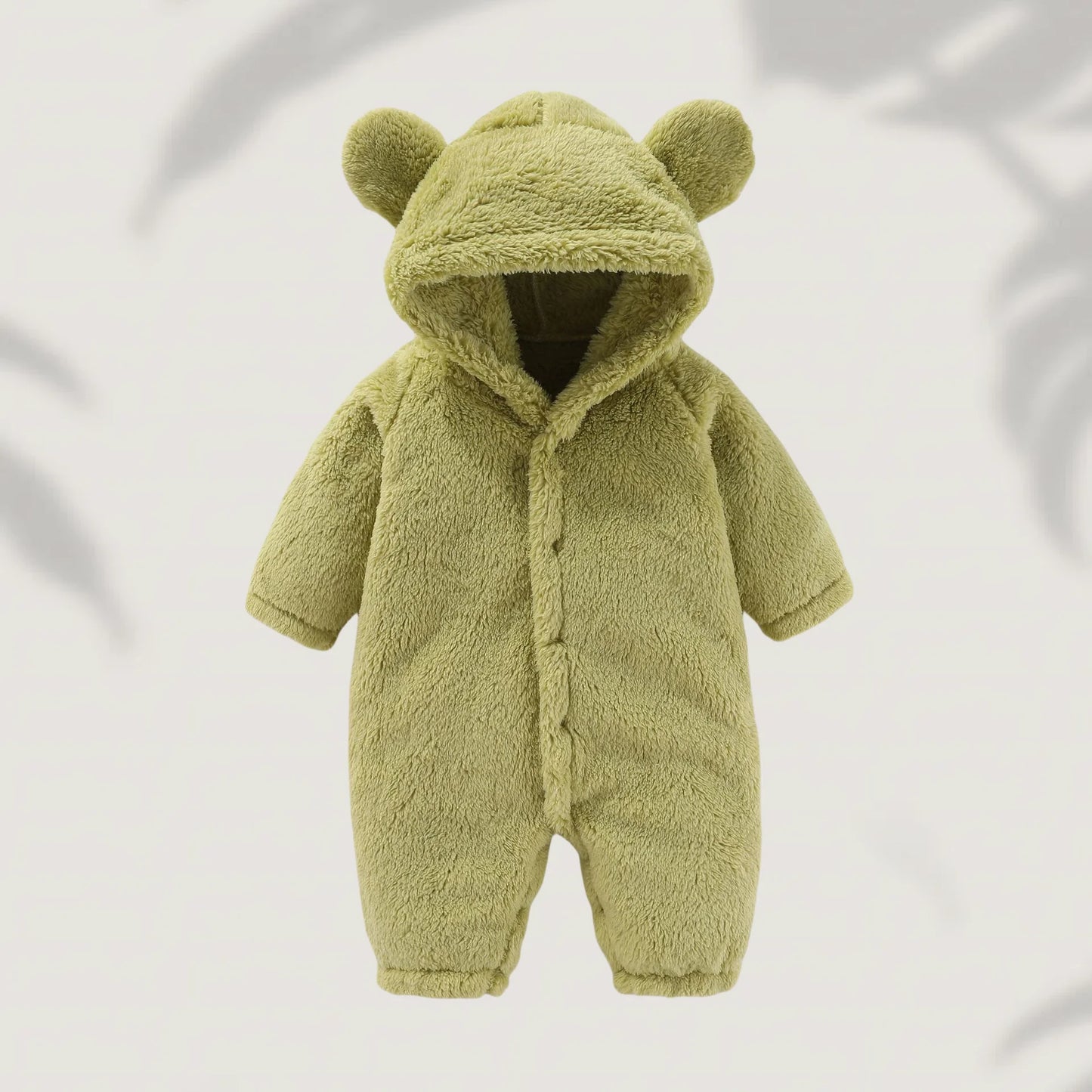 Winter 0-12M Newborn Baby Girls Boys Warm Fleece Bear Ear Romper Jumpsuit Thick Cozy Multi-Color Infant Hooded Jumpsuit