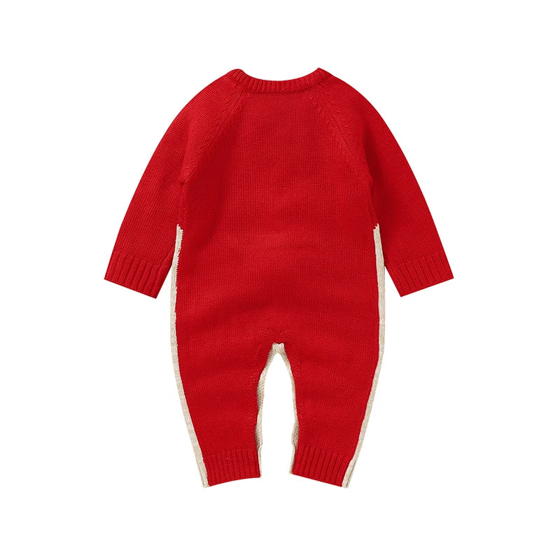 Baby Boys Christmas Rompers Reindeer Knitted Infantil Jumpsuits Toddler Girls New Year's Costume Children Overalls Clothes 0-2