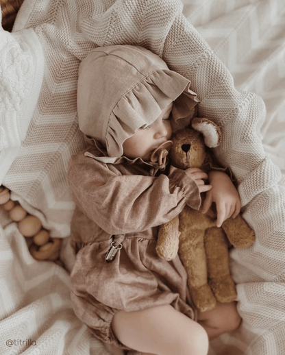 2Pcs Spring Baby Girls Playsuit With Hat Long Sleeves Newborn Romper Cotton Linen Infant Clothes - BabyHaven