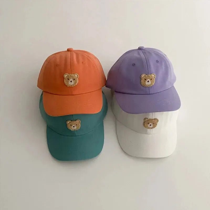 Cute Bear Embroidery Kids Baseball Cap Adjustable Soft Cotton Breathable Sun Hat for Toddler Boys and Girls - BabyHaven