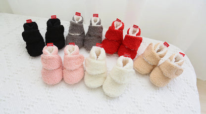 Infant Baby Boy Girl Cozy Fleece Bootie Newborn Stay On Slipper Winter Warm Gripper Non-Slip Crib Shoes