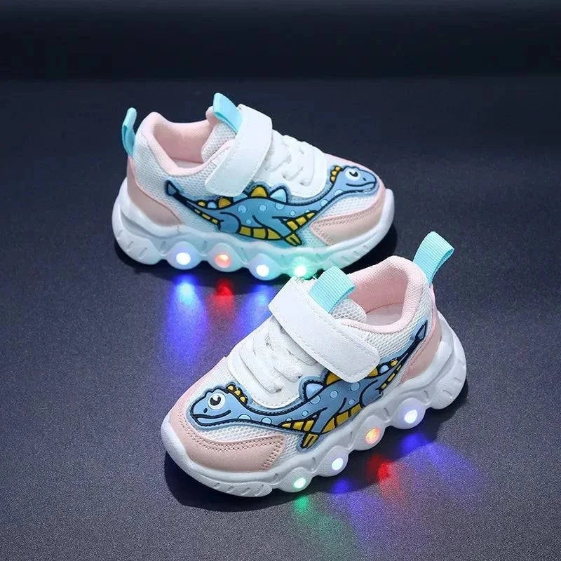 Animal print sneakers with lights for kids, Playful Steps.