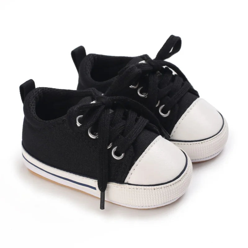 Meckior Baby Sneakers Non-slip Rubber Sole Soft Canvas Shoes