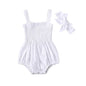 Infant Baby Girl Casual Sleeveless Romper Bodysuit with Headband Summer Outfit - BabyHaven