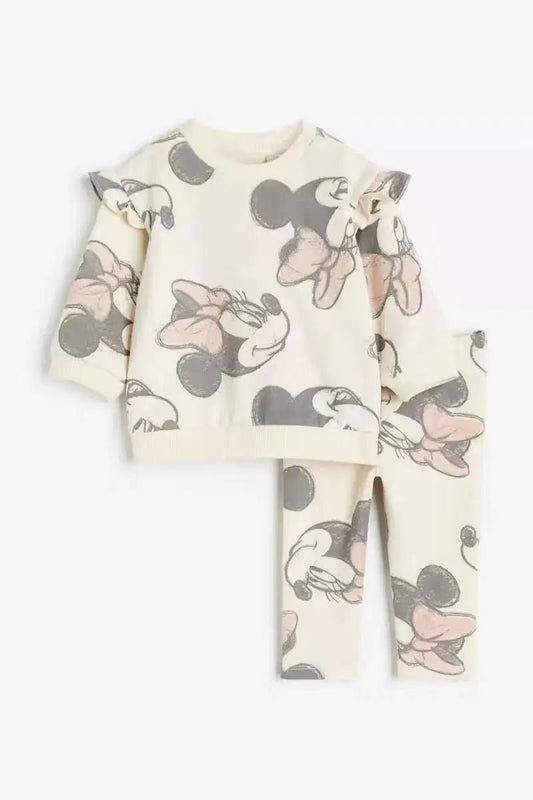 Cute Minnie Print Tops 2pcs For Girls Autumn Tracksuit Set - BabyHaven