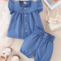 2 Sets Summer Baby Girls Casual Fashion Imitation Denim Shorts