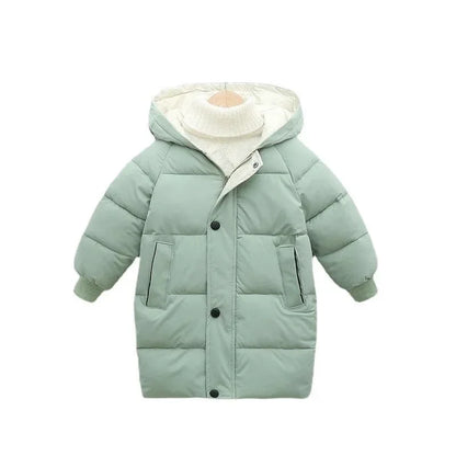 1pcs Boys Girls Cotton-Padded Coats Kids Long Down Autumn Winter Teen Cotton Clothes Outerwear Big Children Thicken Warm Jacket