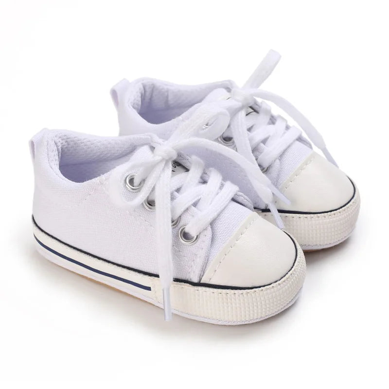 Meckior Baby Sneakers Non-slip Rubber Sole Soft Canvas Shoes