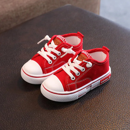 Spring New Kids Canvas Shoes Solid Red Unisex Sneakers