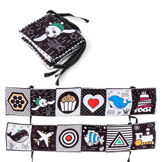 Sensory Cloth Book Baby Toys 0 12 Months Black White Montessori - BabyHaven