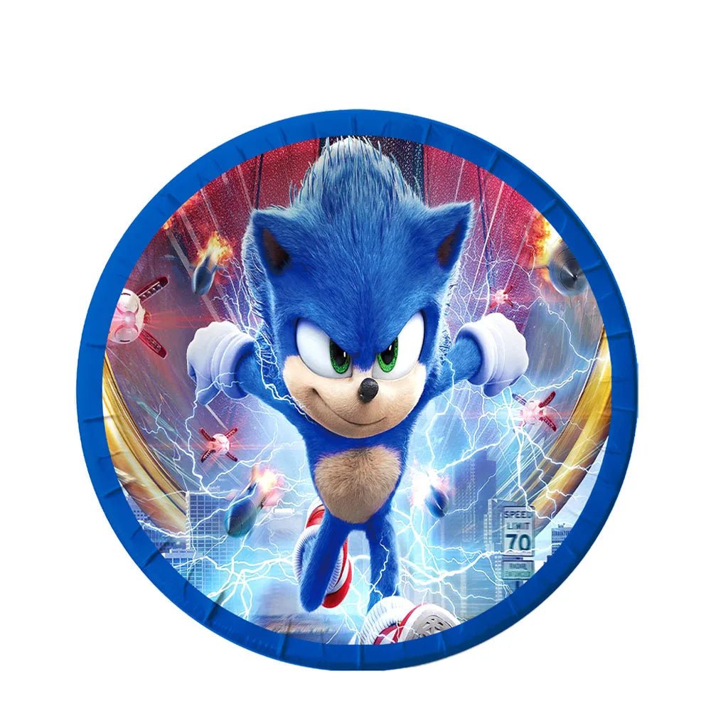 Cartoon Sonics Party Supplies Disposable Plates Tablecloth Cake Topper Banner for Kids Birthday Decor - BabyHaven
