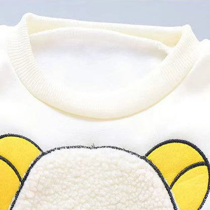 Winter Cartoon Set Baby Autumn Thick Warm Suit Infant Hooded Jackets+Pullovers+Pants 3Pcs Outfits Kids Fleece Clothes