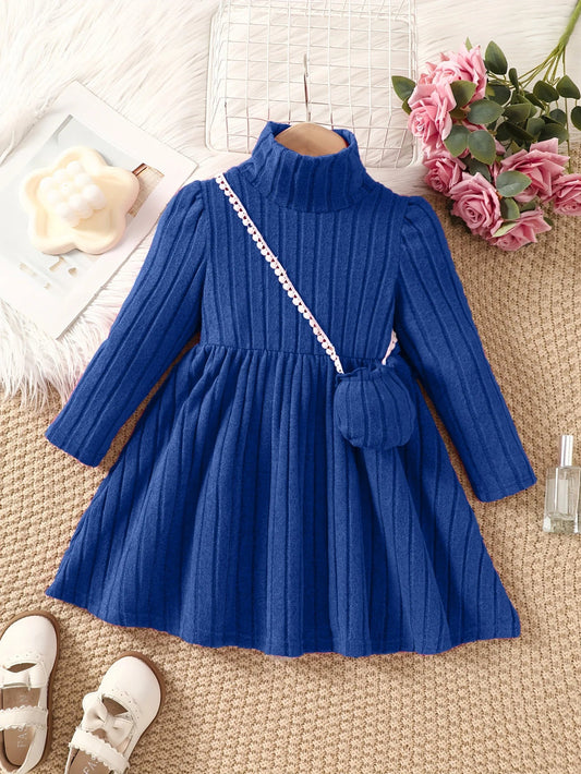 Girls' Dress With Soft Texture Fabric High Neck 4 - 7 Years - BabyHaven
