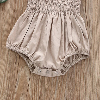 Infant Baby Girl Casual Sleeveless Romper Bodysuit with Headband Summer Outfit - BabyHaven